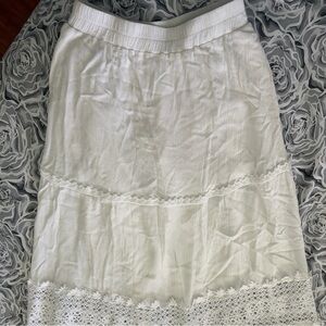 MEROKEETY High Waisted Lace Trim Skirt